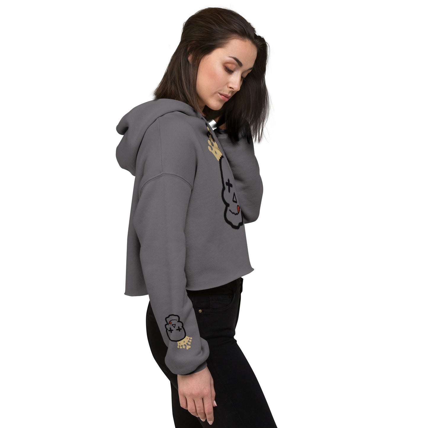 CROP HOODIE CRAZY SKULL